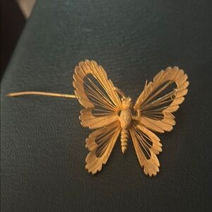 Elegant Gold Butterfly Brooch